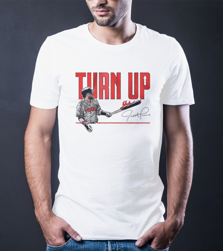 Justin Turner Baseball Turn Up Fire Bat Signature T-Shirt