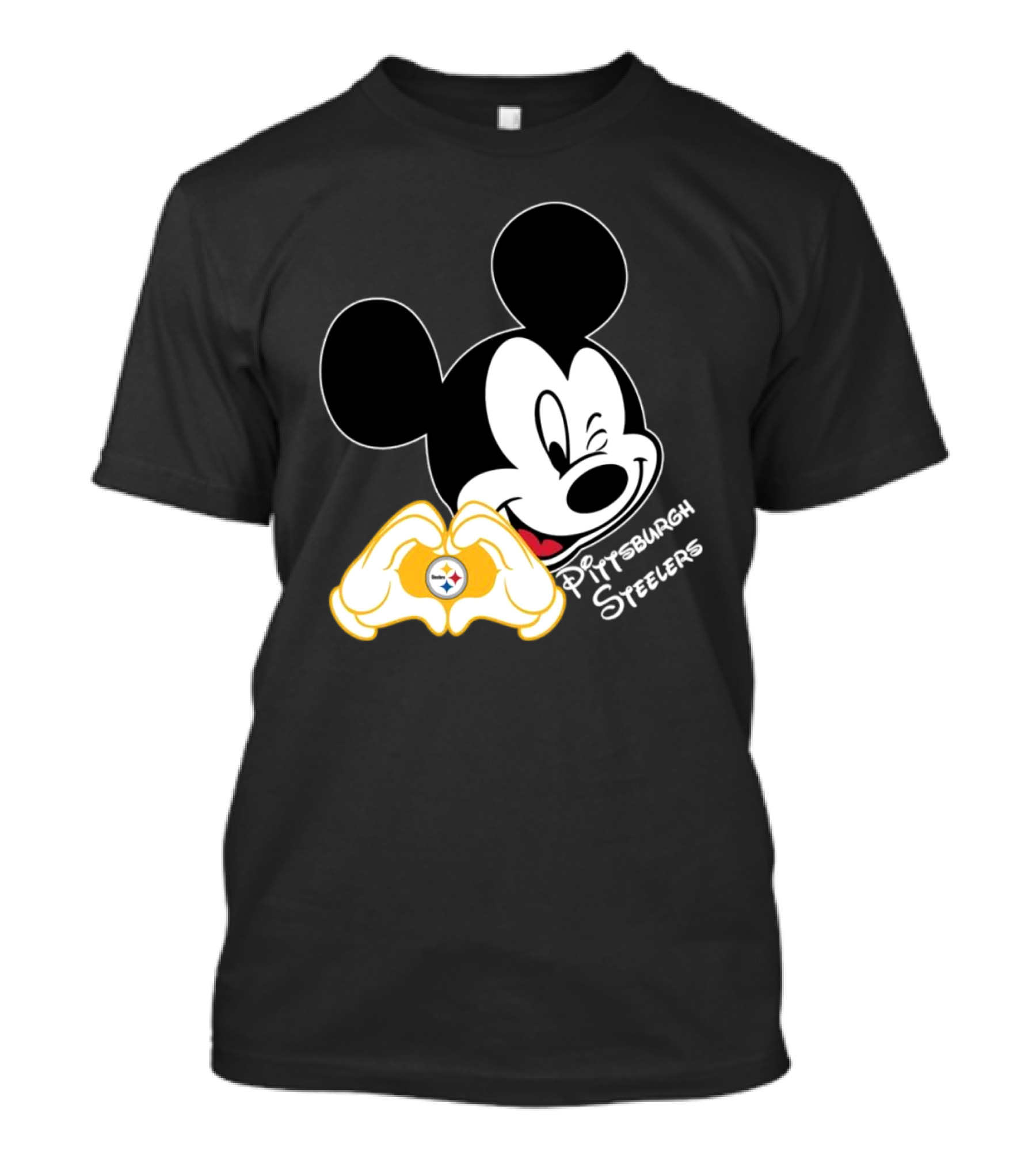 Mickey Mouse Heart Hands Pittsburgh Steelers T-Shirt