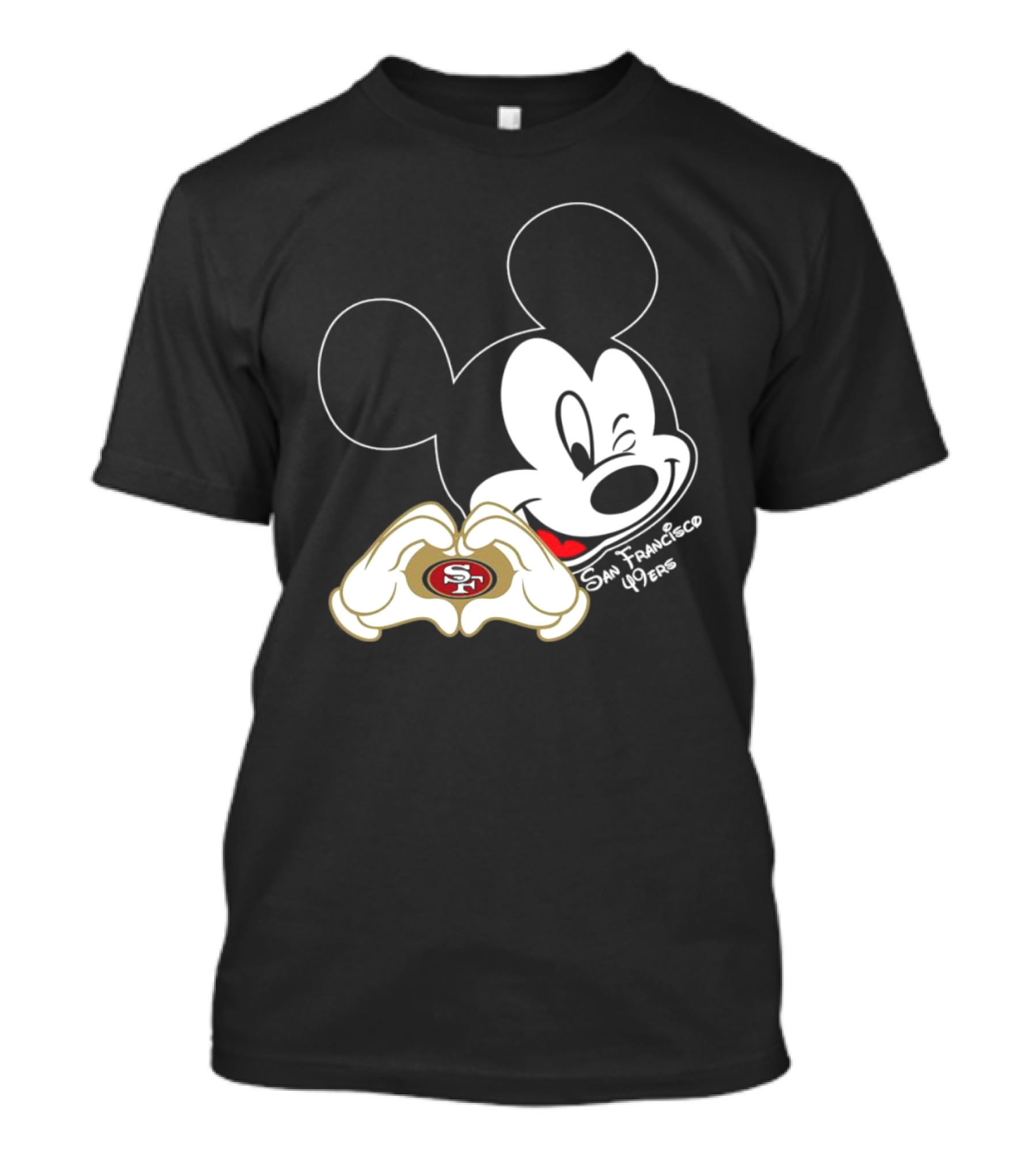 Mickey Mouse Heart Hands With San Francisco 49ers T-Shirt
