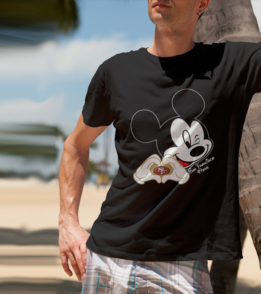 Mickey Mouse Heart Hands With San Francisco 49ers T-Shirt