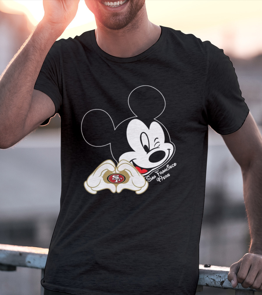 Mickey Mouse Heart Hands With San Francisco 49ers T-Shirt