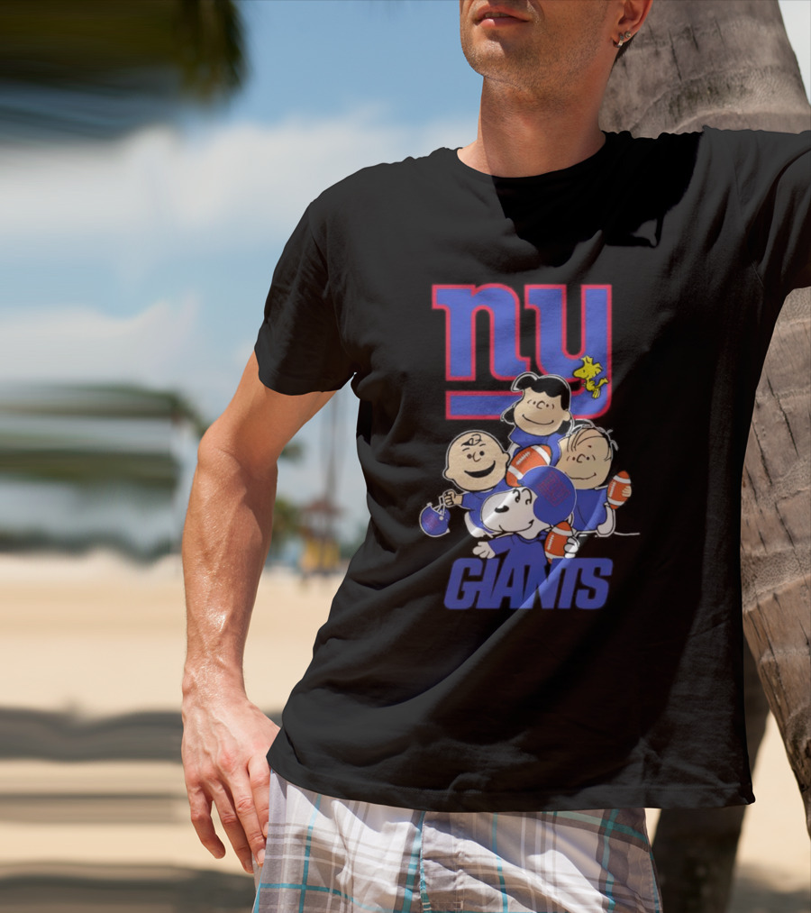 NY Giants Peanuts Characters Football T-Shirt