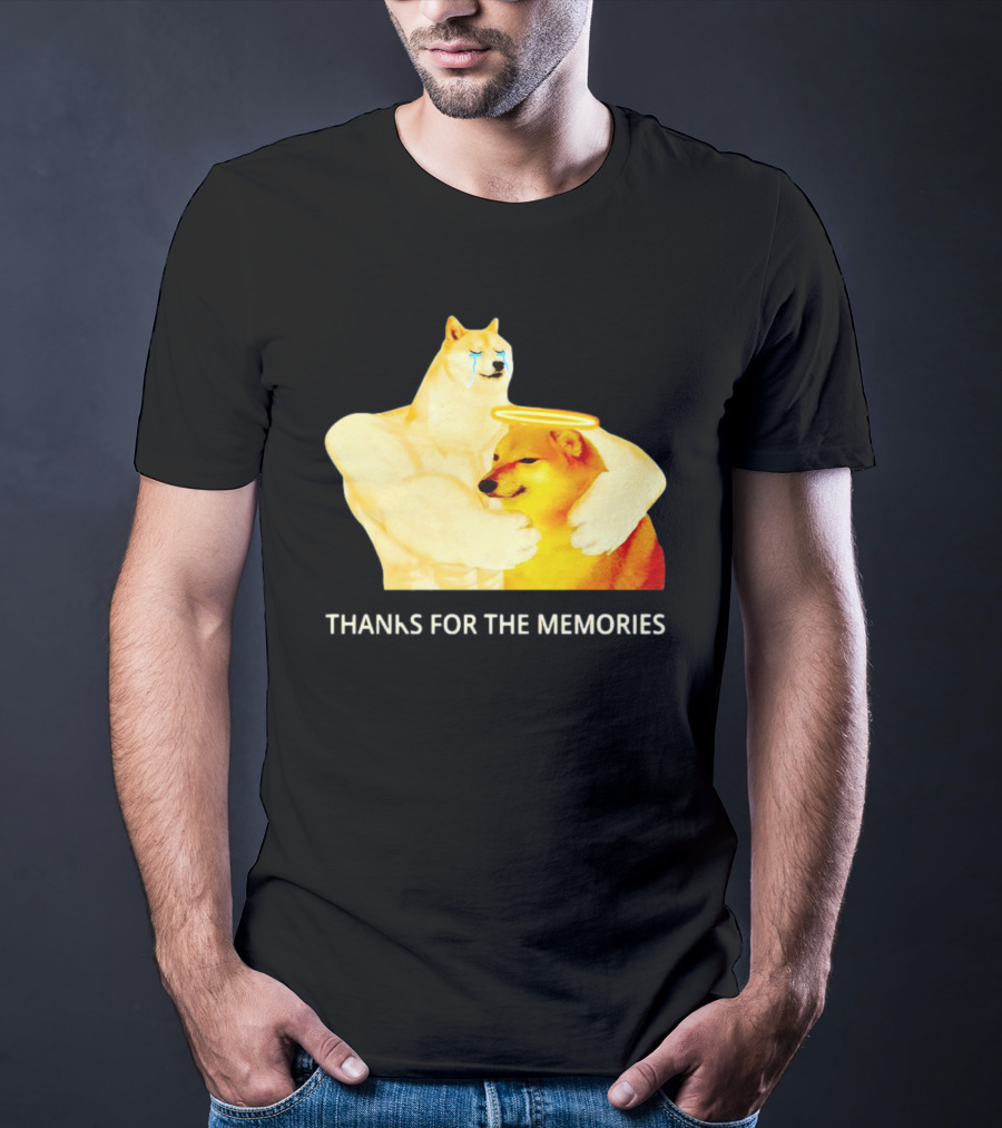 RIP Cheems Thanks For The Memories Doge Crying Angel Halo Hug T-Shirt