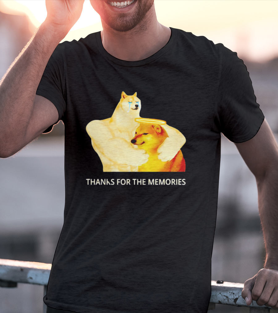 RIP Cheems Thanks For The Memories Doge Crying Angel Halo Hug T-Shirt
