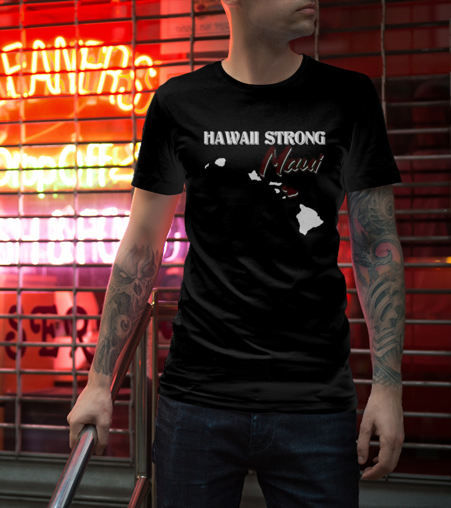 Hawaii Strong Maui Map T-Shirt