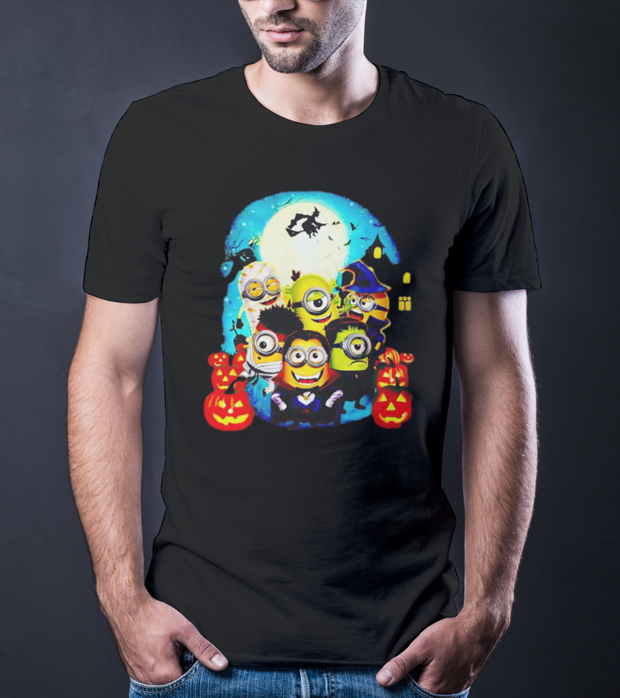 Minion Halloween Trick Or Treat With Spooky Theme And Pumpkins T-Shirt
