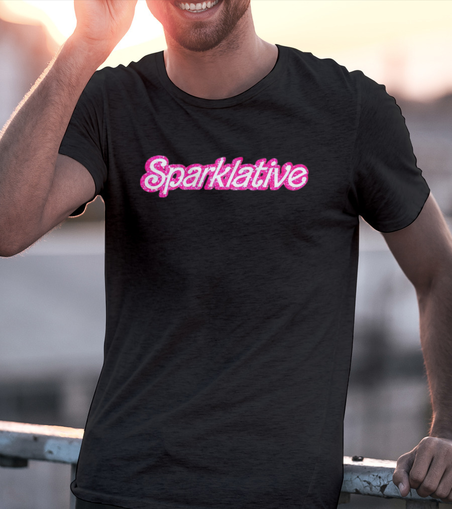 Barbie Sparklative Text In Pink Glitter T-Shirt