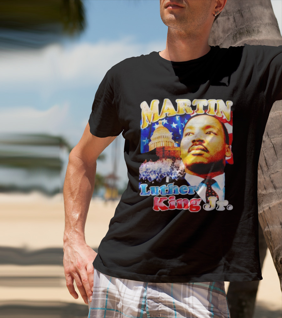 Martin Luther King Jr Vintage 90s American Flag Capitol T-Shirt