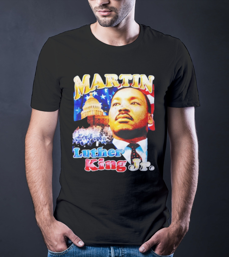 Martin Luther King Jr Vintage 90s American Flag Capitol T-Shirt