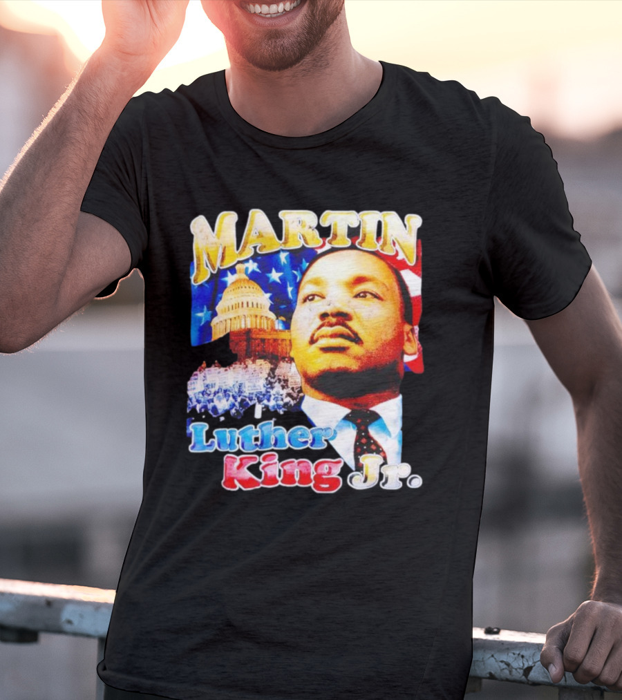 Martin Luther King Jr Vintage 90s American Flag Capitol T-Shirt
