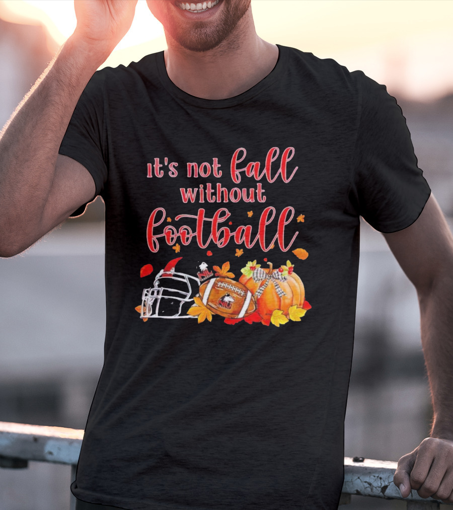 Northern Illinois Huskies It's Not Fall Without Football Helmet Pumpkin Leaves T-Shirt