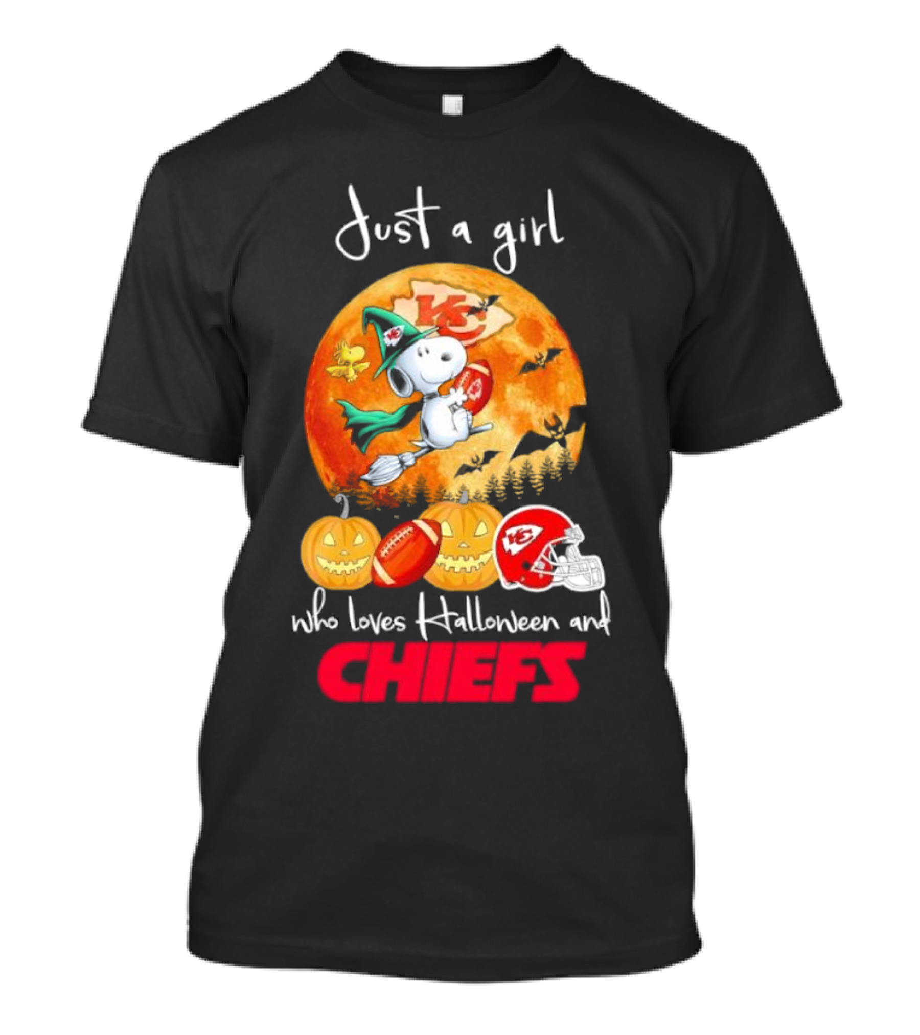 Just A Girl Who Loves Halloween And Chiefs Snoopy Witch T-Shirt
