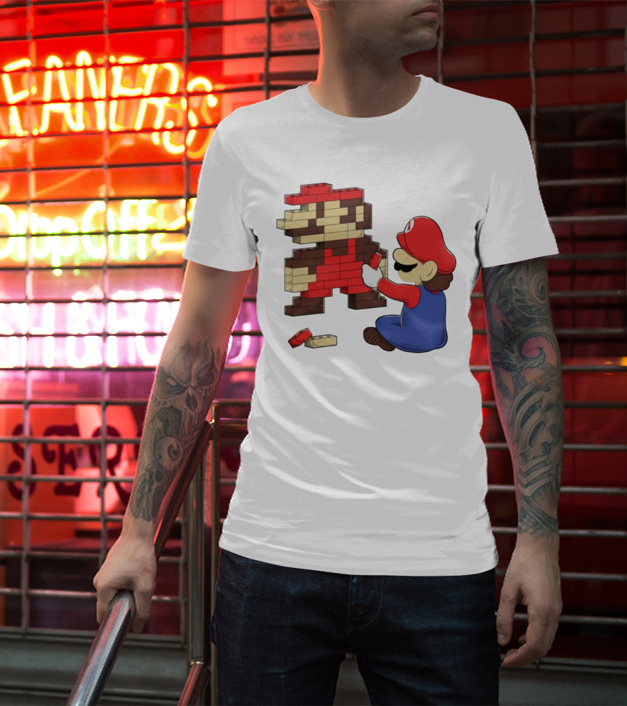 Super Mario Pixel Blocks Retro Builder T-Shirt