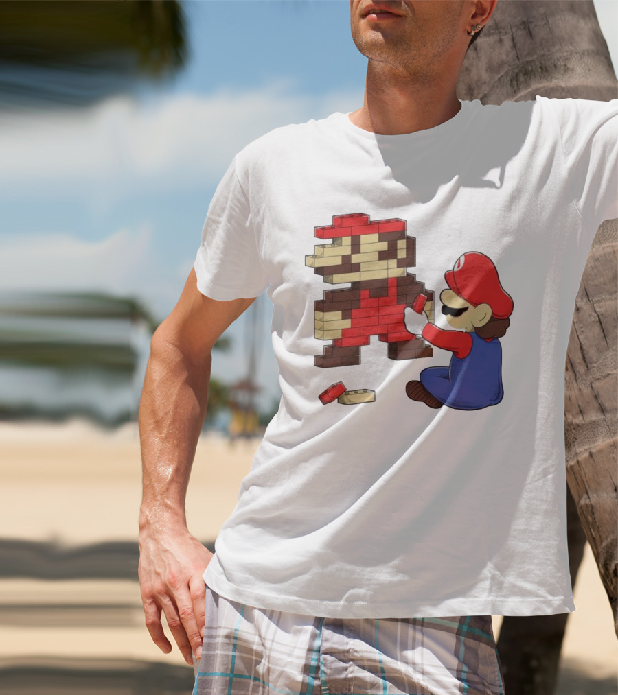 Super Mario Pixel Blocks Retro Builder T-Shirt