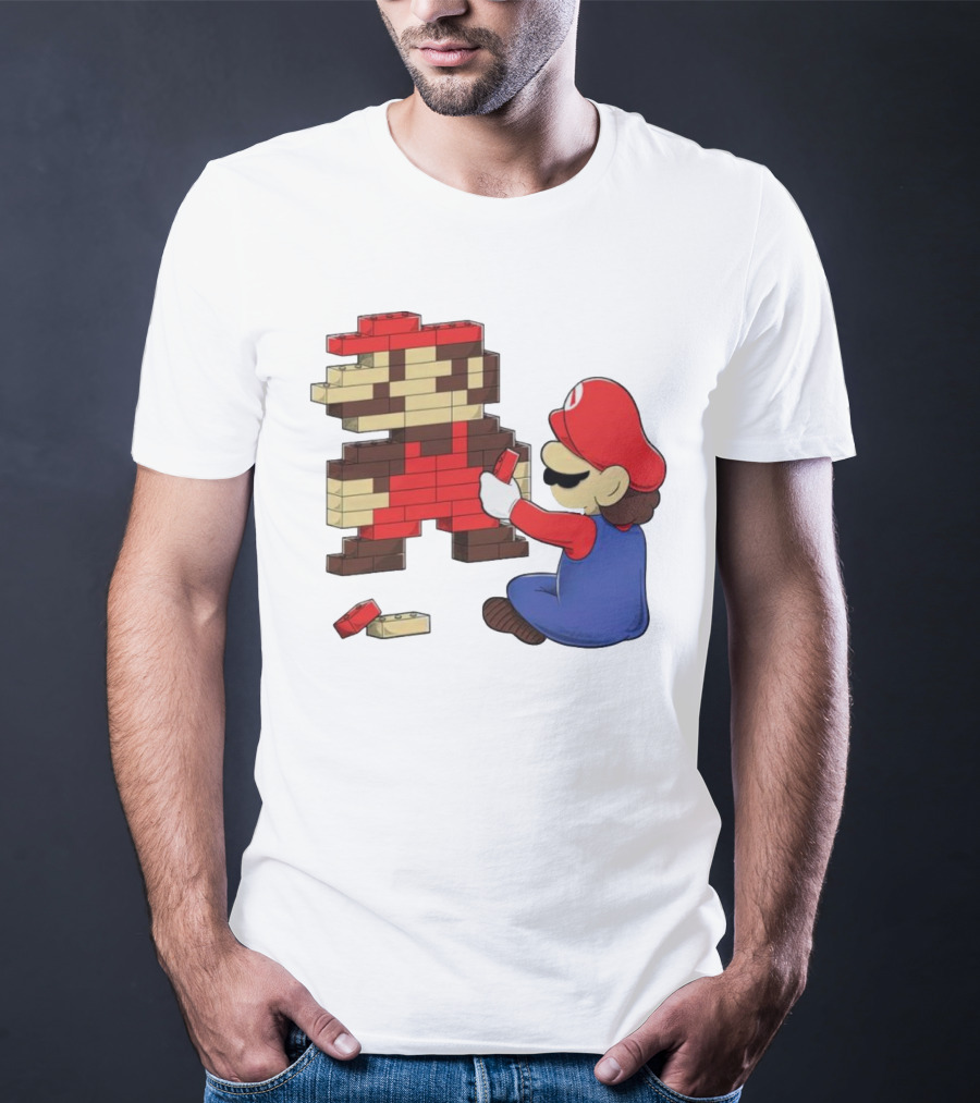 Super Mario Pixel Blocks Retro Builder T-Shirt