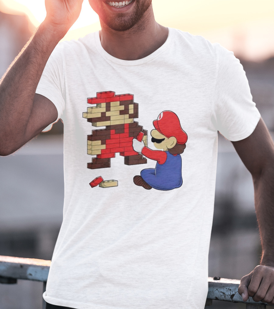 Super Mario Pixel Blocks Retro Builder T-Shirt