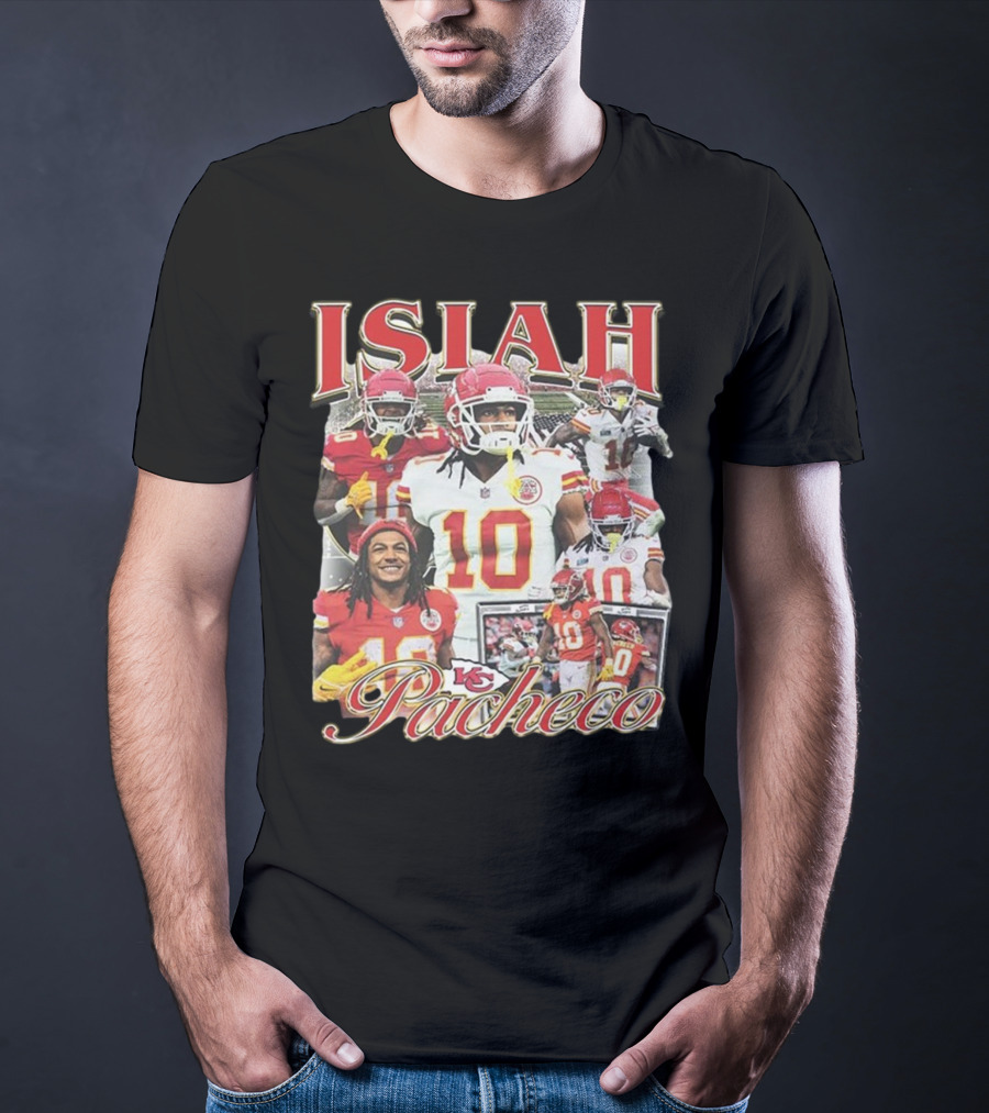 Isiah Pacheco 90s Kansas City Chiefs Football Collage T-Shirt