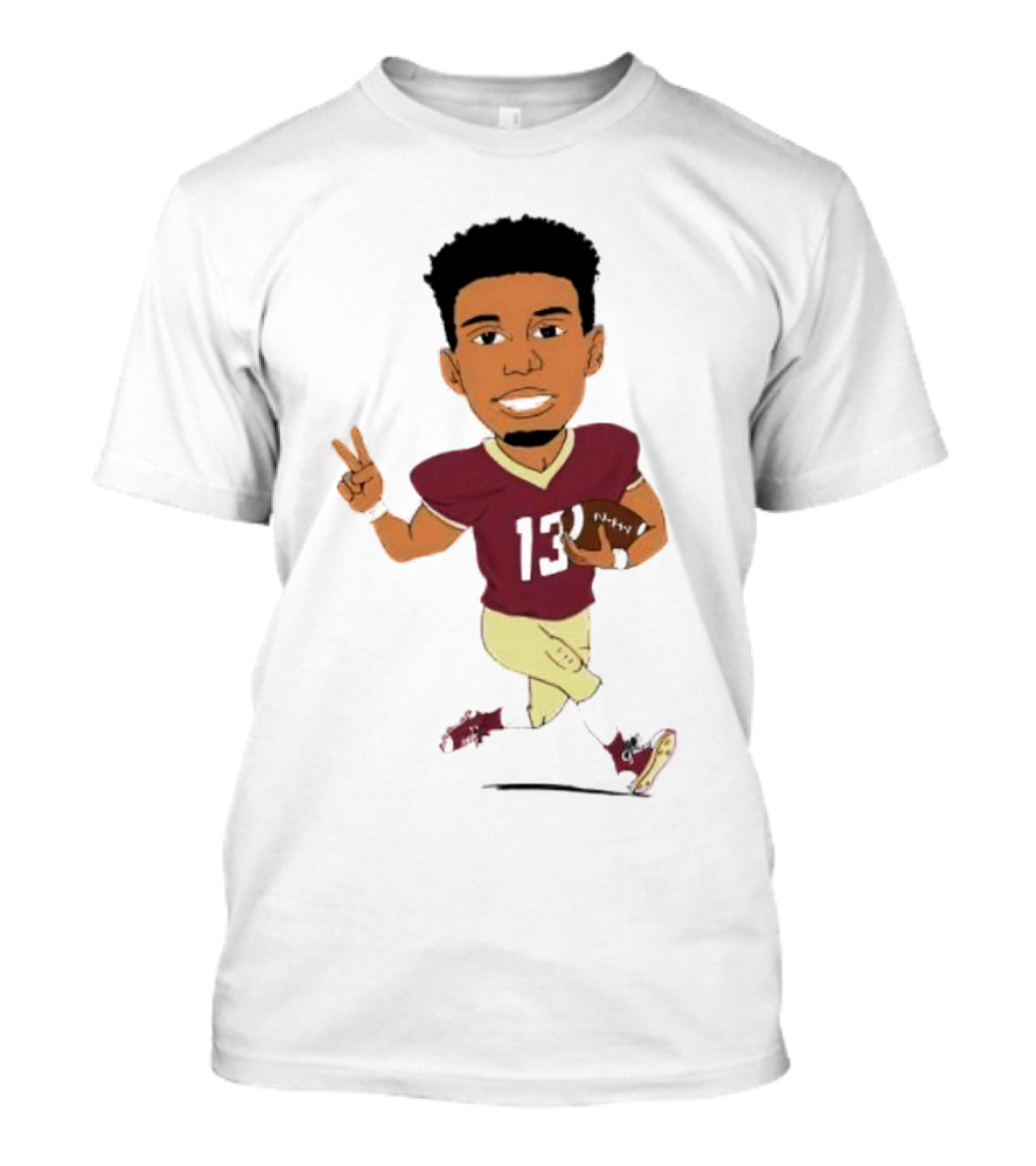 Jordan Travis II Cartoon Football Character Number 13 T-Shirt