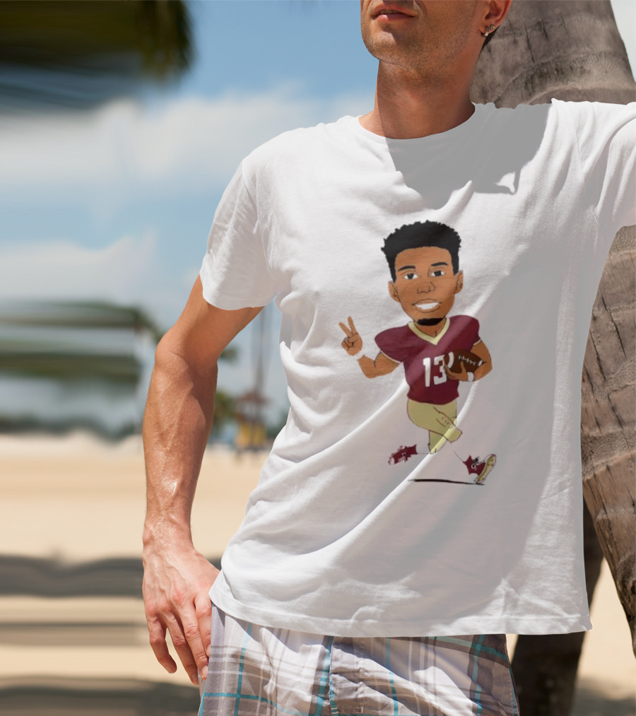 Jordan Travis II Cartoon Football Character Number 13 T-Shirt
