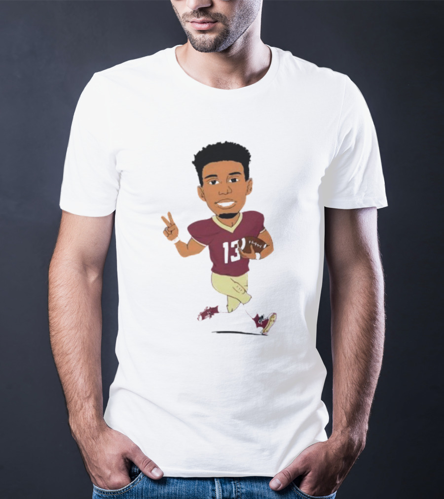 Jordan Travis II Cartoon Football Character Number 13 T-Shirt