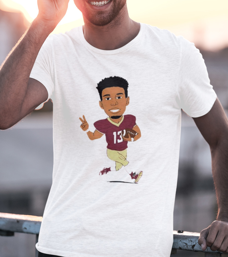 Jordan Travis II Cartoon Football Character Number 13 T-Shirt