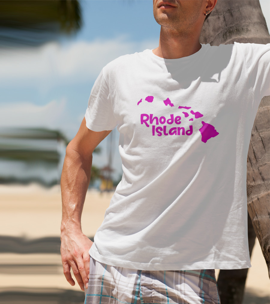 Rhode Island Hawaii Islands Silhouette Pink T-Shirt