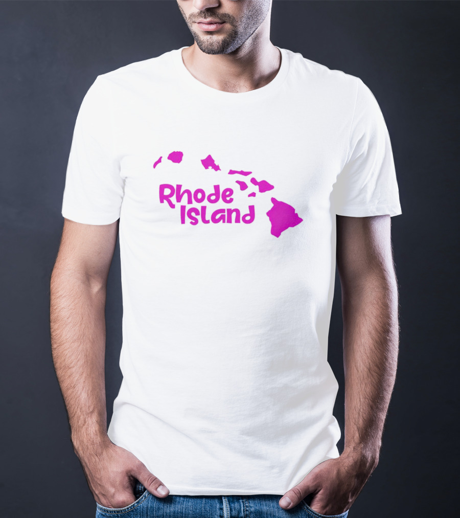 Rhode Island Hawaii Islands Silhouette Pink T-Shirt