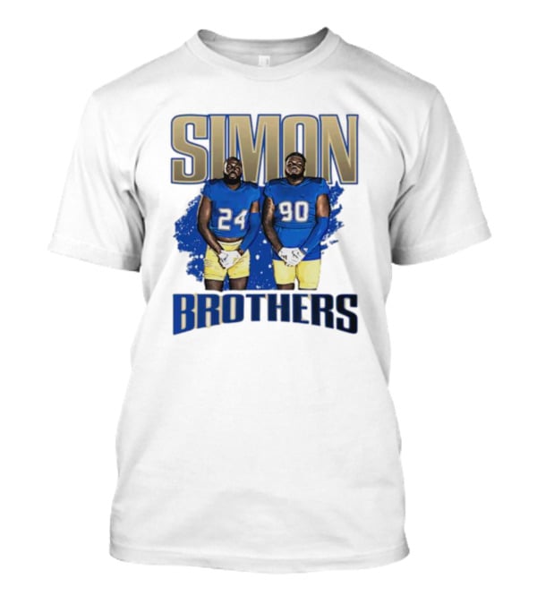 SIMON BROTHERS GAMEDAY 24 90 NFL-INSPIRED FOOTBALL PLAYERS IN BLUE AND GOLD T-Shirt