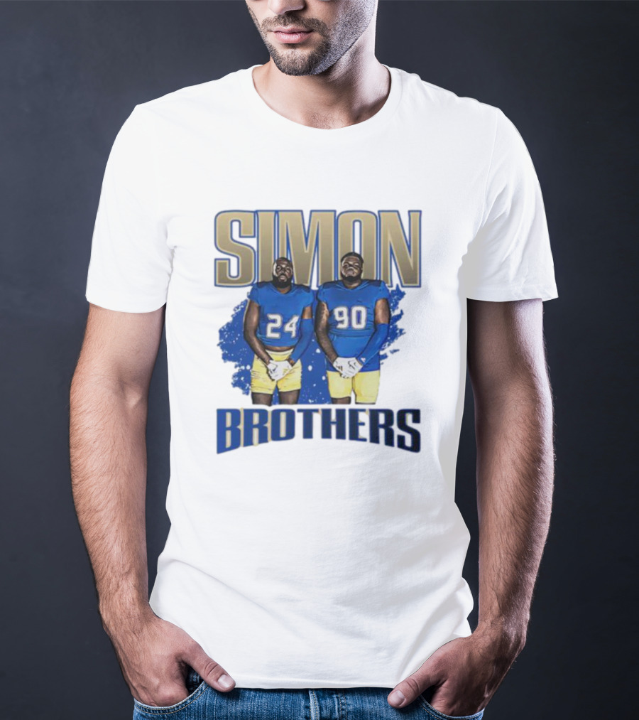 SIMON BROTHERS GAMEDAY 24 90 NFL-INSPIRED FOOTBALL PLAYERS IN BLUE AND GOLD T-Shirt