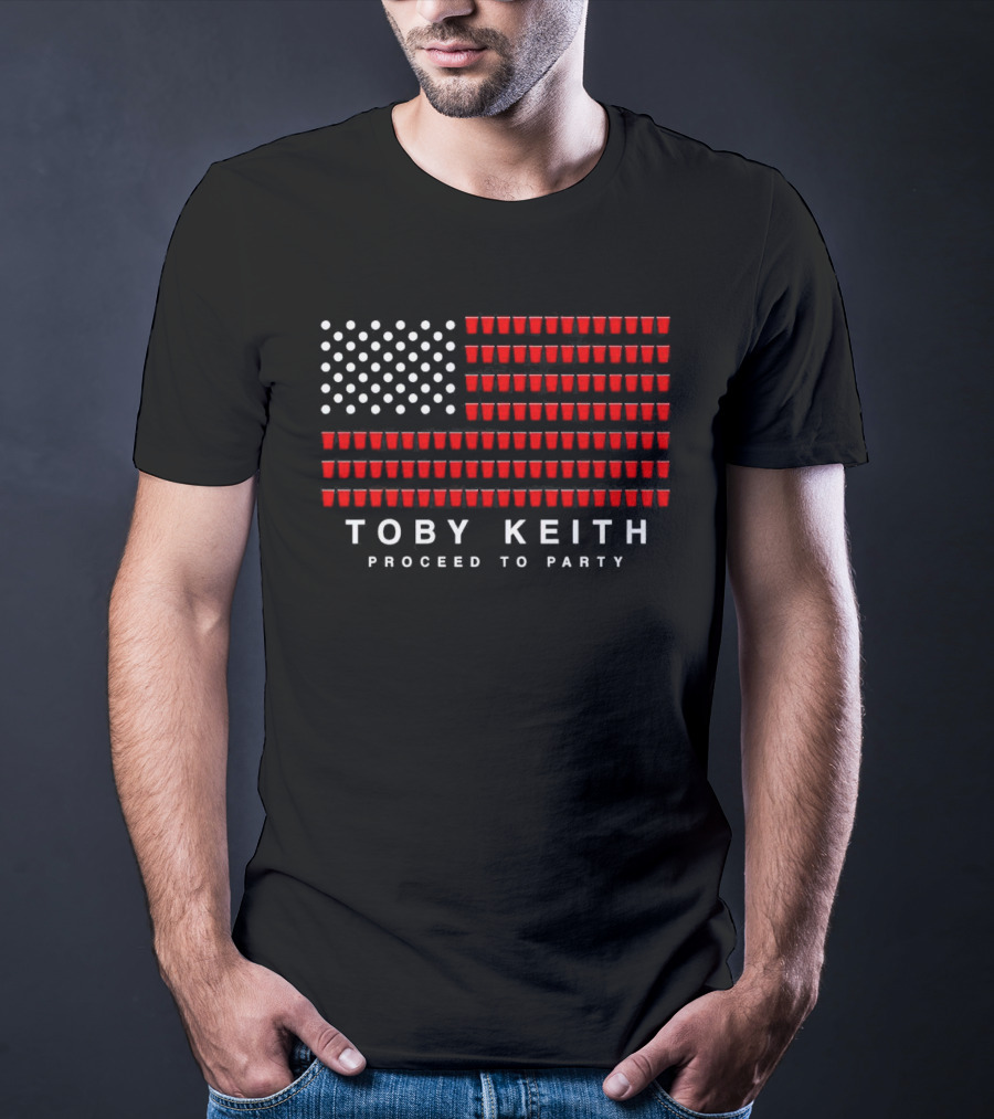 Toby Keith Proceed To Party American Flag Red Cups T-Shirt