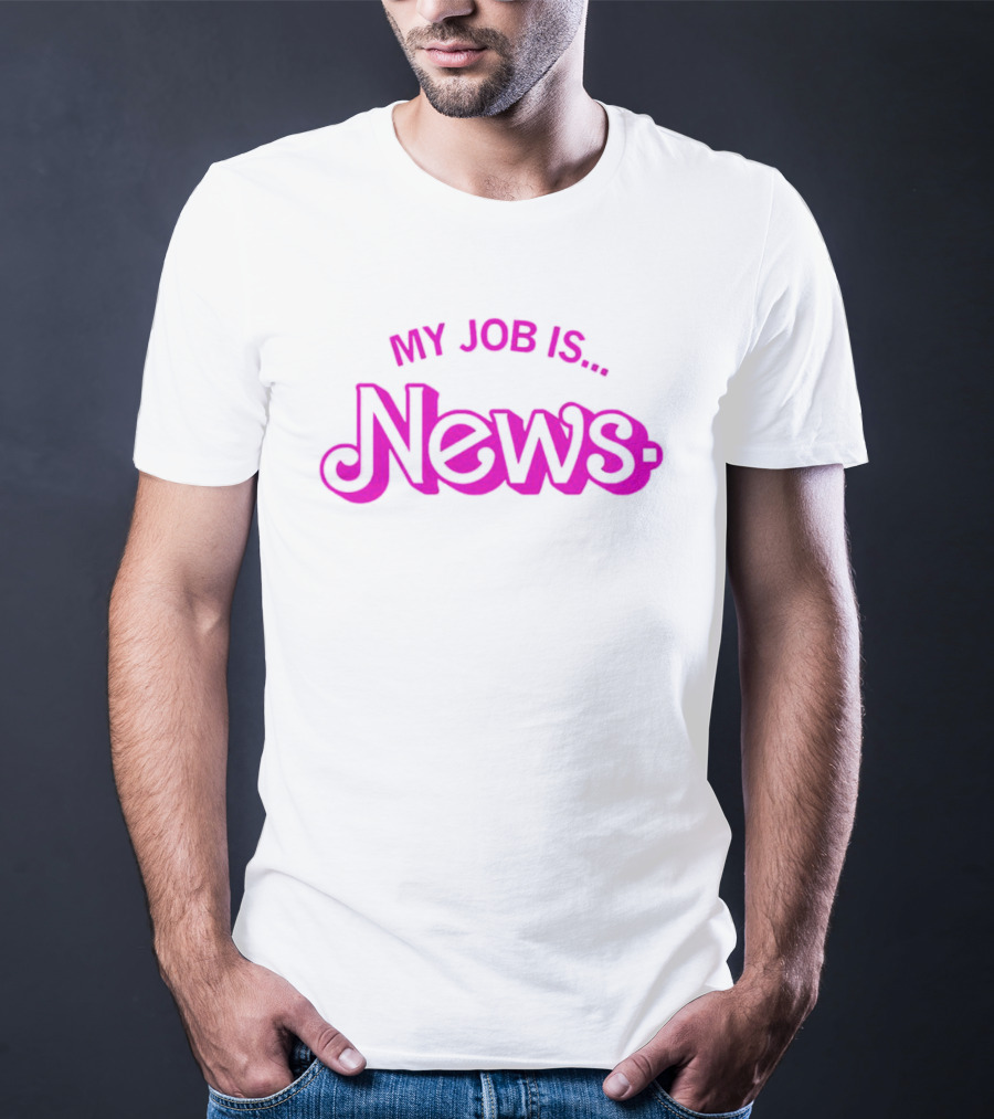 Barbie My Job Is News Bold Pink Retro Letters T-Shirt