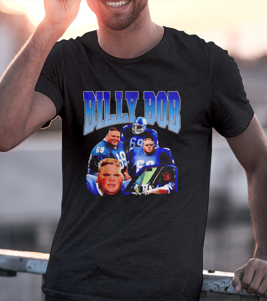 Billy Bob Blue Jerseys Number 69 Football Player Montage T-Shirt