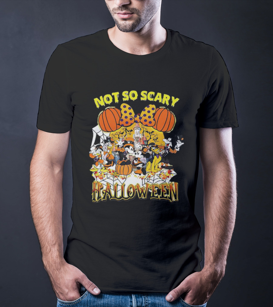 Not So Scary Halloween Disney Characters Pumpkins And Polka Dots T-Shirt