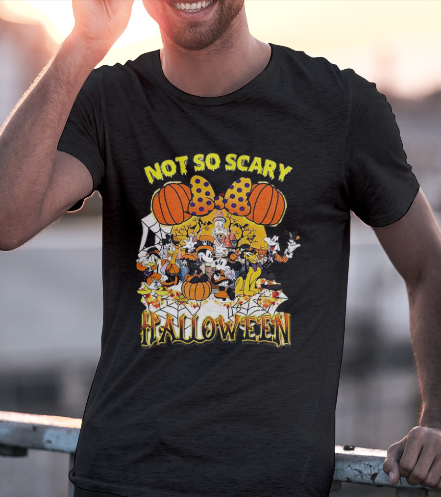 Not So Scary Halloween Disney Characters Pumpkins And Polka Dots T-Shirt