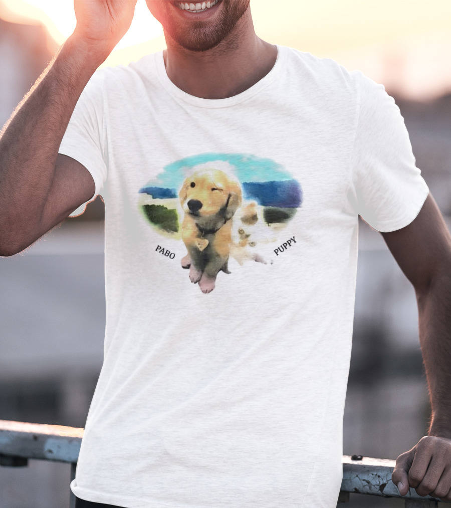Pabo Puppy And Cat In Scenic Landscape T-Shirt