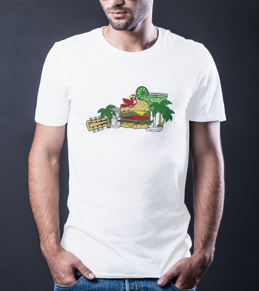 Cheeseburger Parrot Kentucky Palm Trees Margarita Guitar Elements T-Shirt