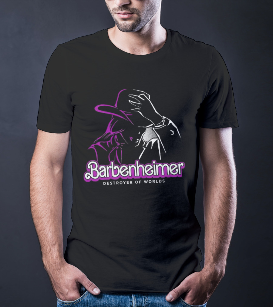 Barbenheimer Destroyer Of Worlds Shadowed Figure With Hat T-Shirt