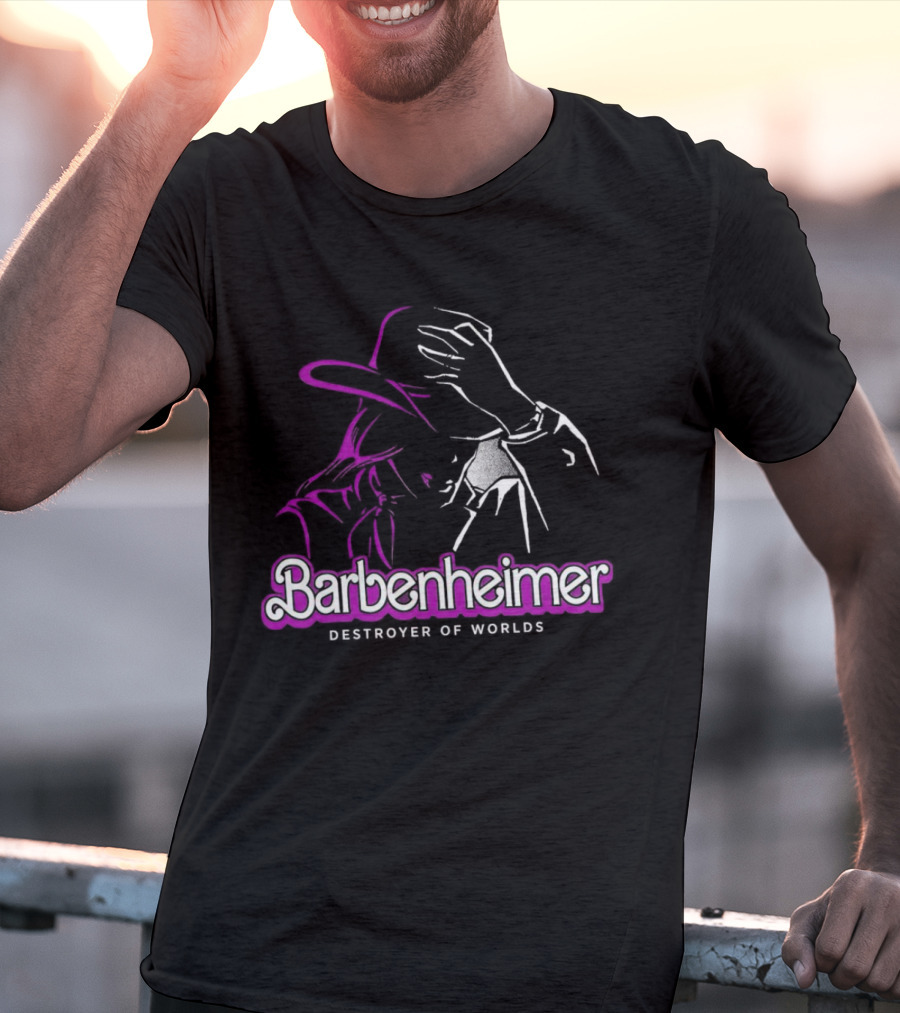 Barbenheimer Destroyer Of Worlds Shadowed Figure With Hat T-Shirt