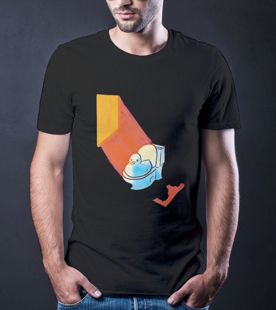 Duck Sitting In Bathroom Corner With Shadow Reflection T-Shirt