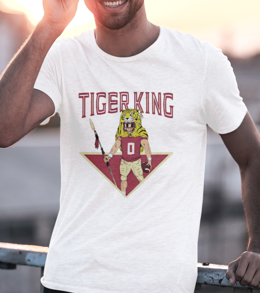 FSU Tiger King Football Warrior With Spear And Helmet T-Shirt