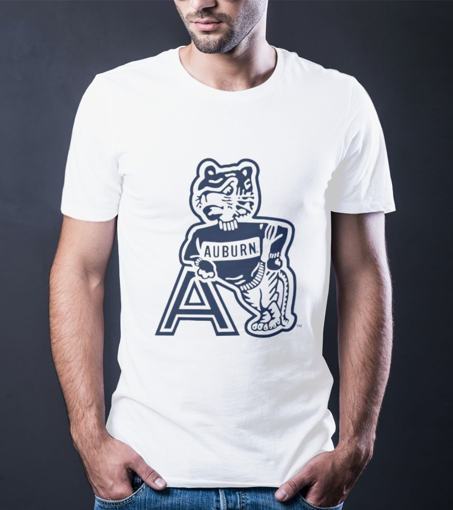 Auburn Tigers Throwback Orange Vintage Logo Tiger With A T-Shirt