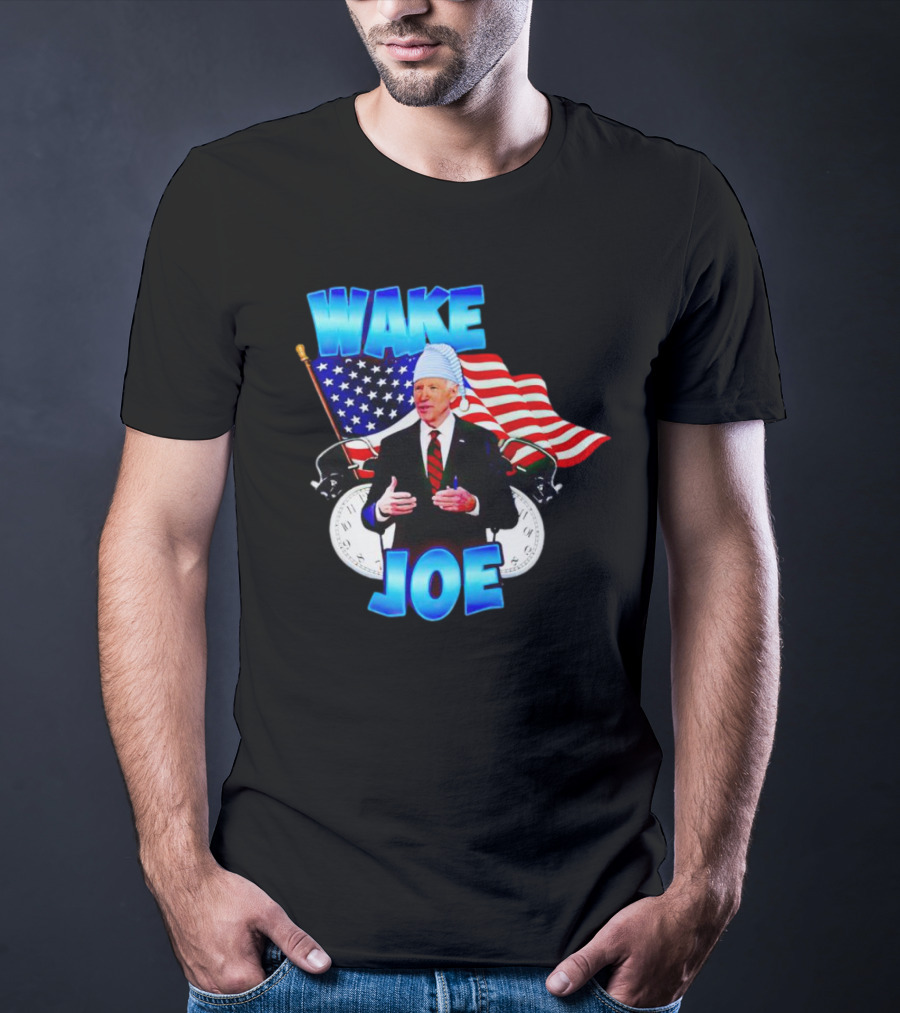 Wake Up Joe American Flag Clock Patriots T-Shirt