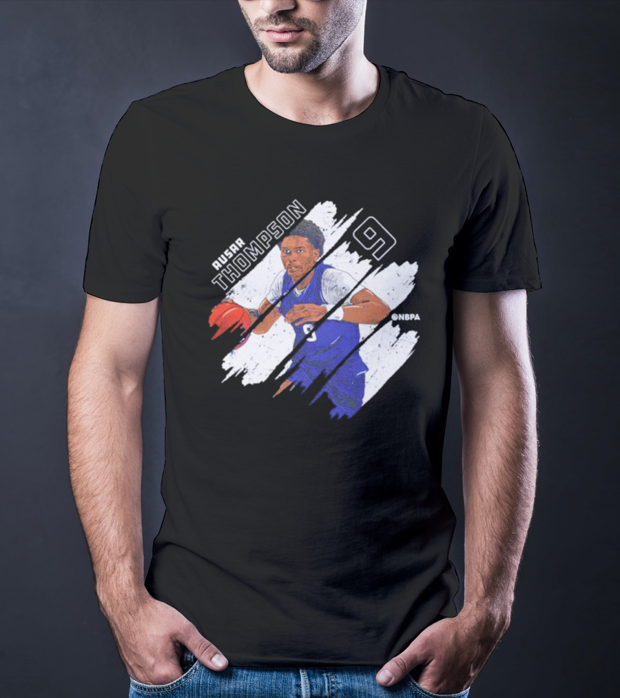 Ausar Thompson 9 Detroit Basketball Stripes NBPA T-Shirt