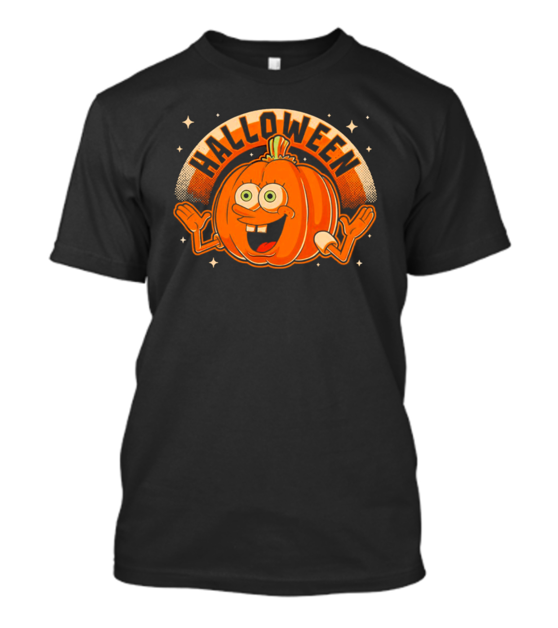 Halloween Smiling Pumpkin Cartoon Character T-Shirt