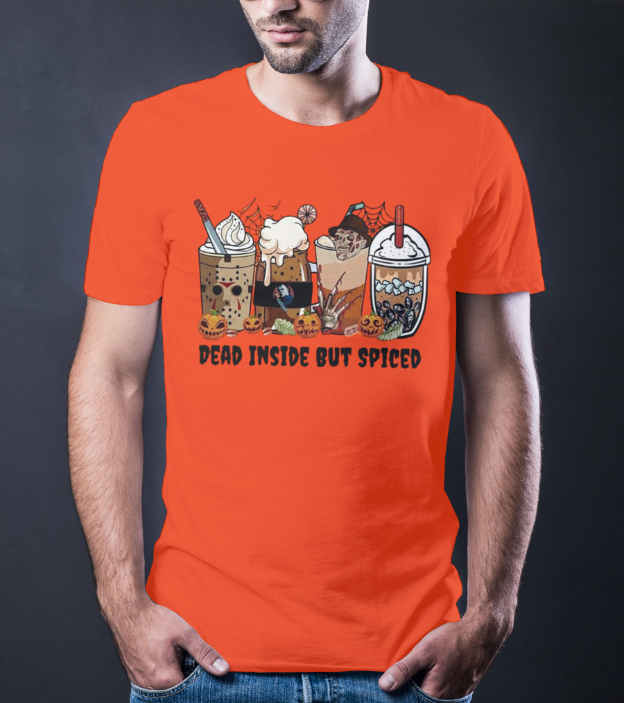 Dead Inside But Spiced Halloween Spooky Pumpkin Latte T-Shirt