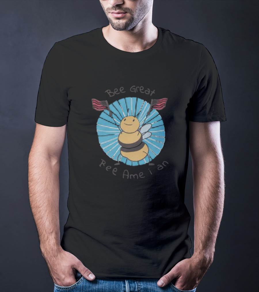 Bee Great Bee American Patriotic Bee With Flags T-Shirt