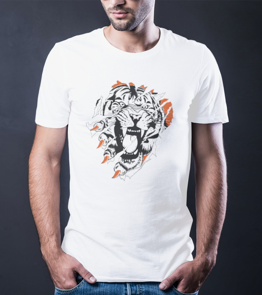 Sports Cin Roar Bengal Lion Head Roaring T-Shirt