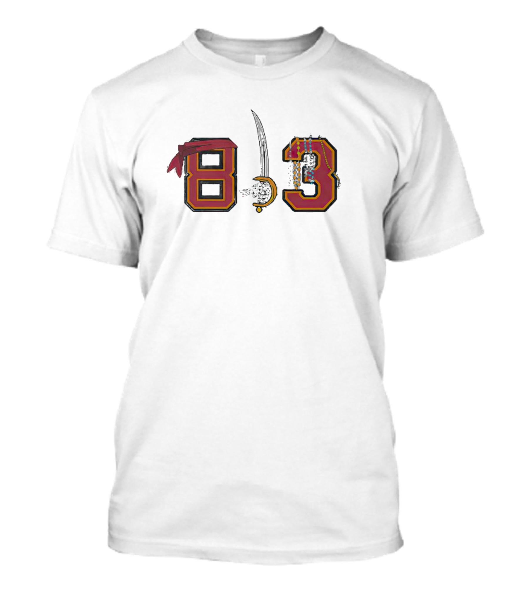Tampa Bay Buccaneers 813 Pirate Sword And Skull Beads T-Shirt
