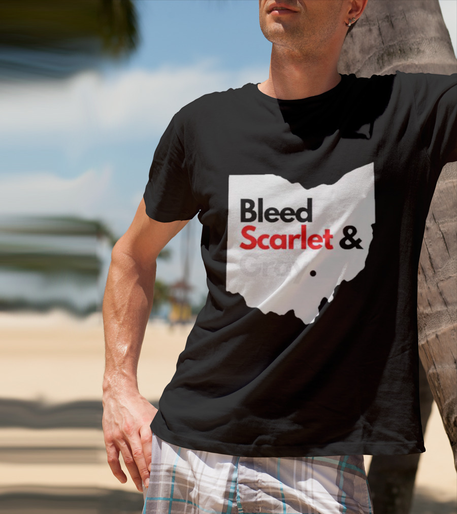 Ohio State Buckeyes Bleed Scarlet And Gray Map T-Shirt