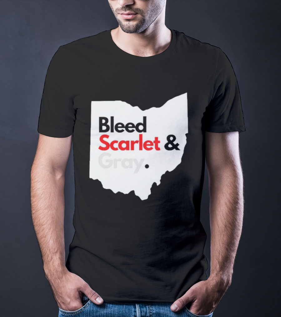 Ohio State Buckeyes Bleed Scarlet And Gray Map T-Shirt